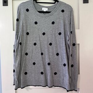 Market & Spruce Gray Polka Dot Sweater